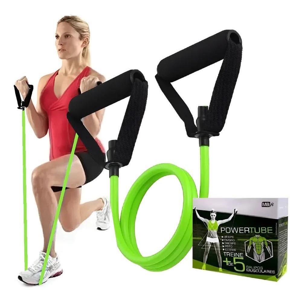 Elástico Tensão Power Tube Treino Braços Peito Muscul Verde