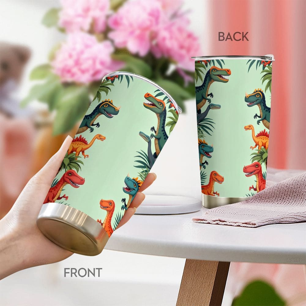 Copo de viagem Caneca de café Oasisdream Dinosaur 600 ml com gato