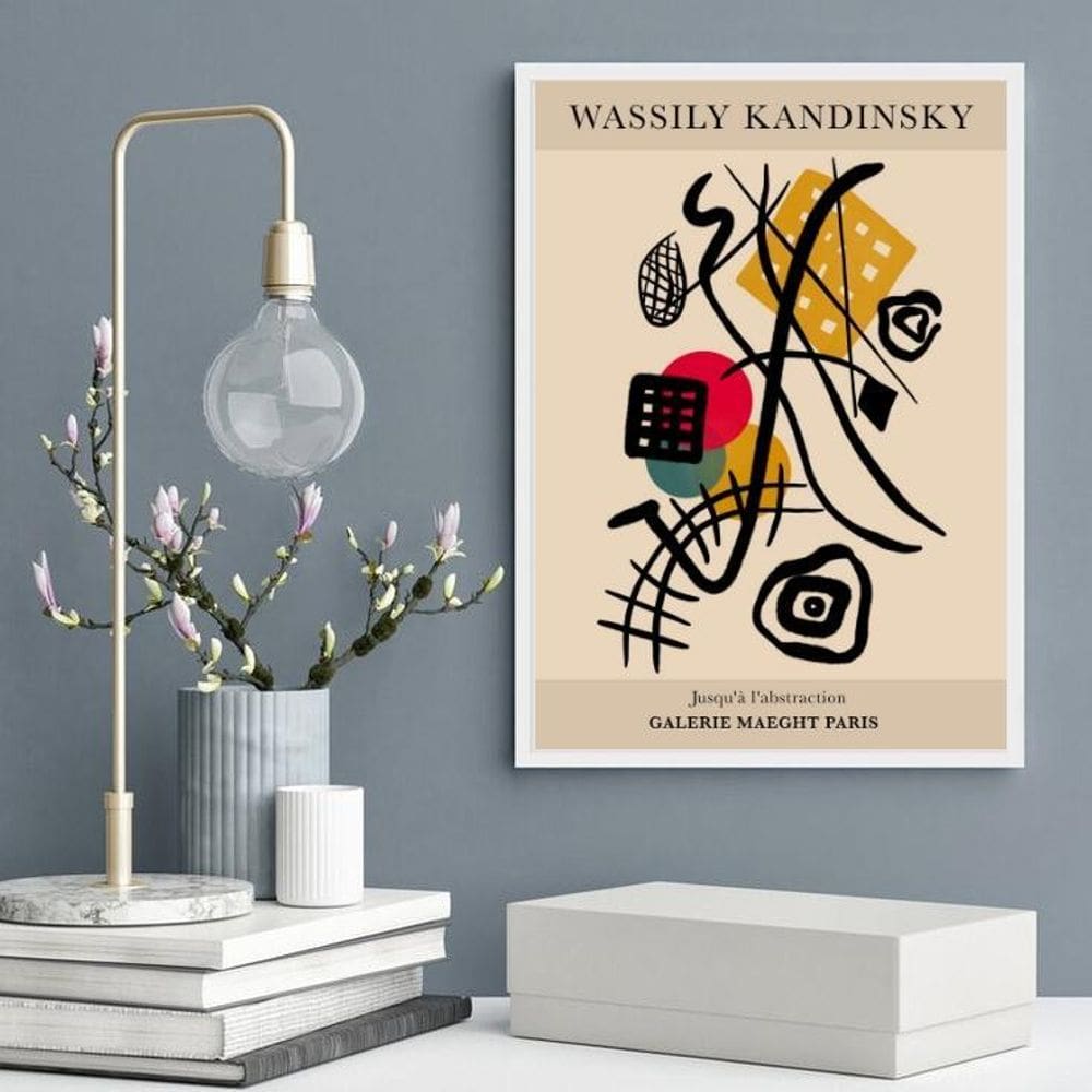 Quadro Arte Kandinsky Abstrata Colorida 45X34Cm