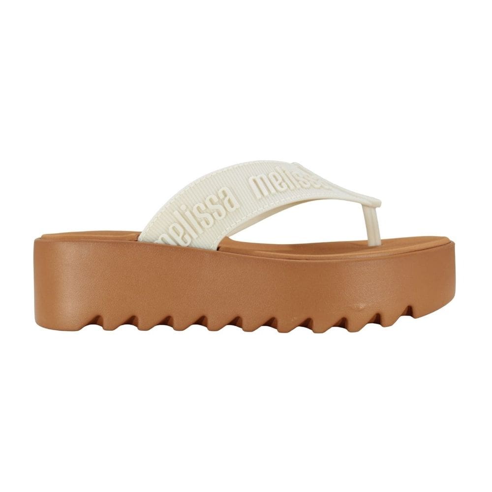 Tamanco Melissa M-Lover Thong Platform Marrom/Bege