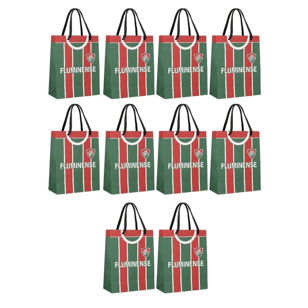 Kit 50 Sacola Papel Of-Set Alça Gorgurão Fluminense Presente