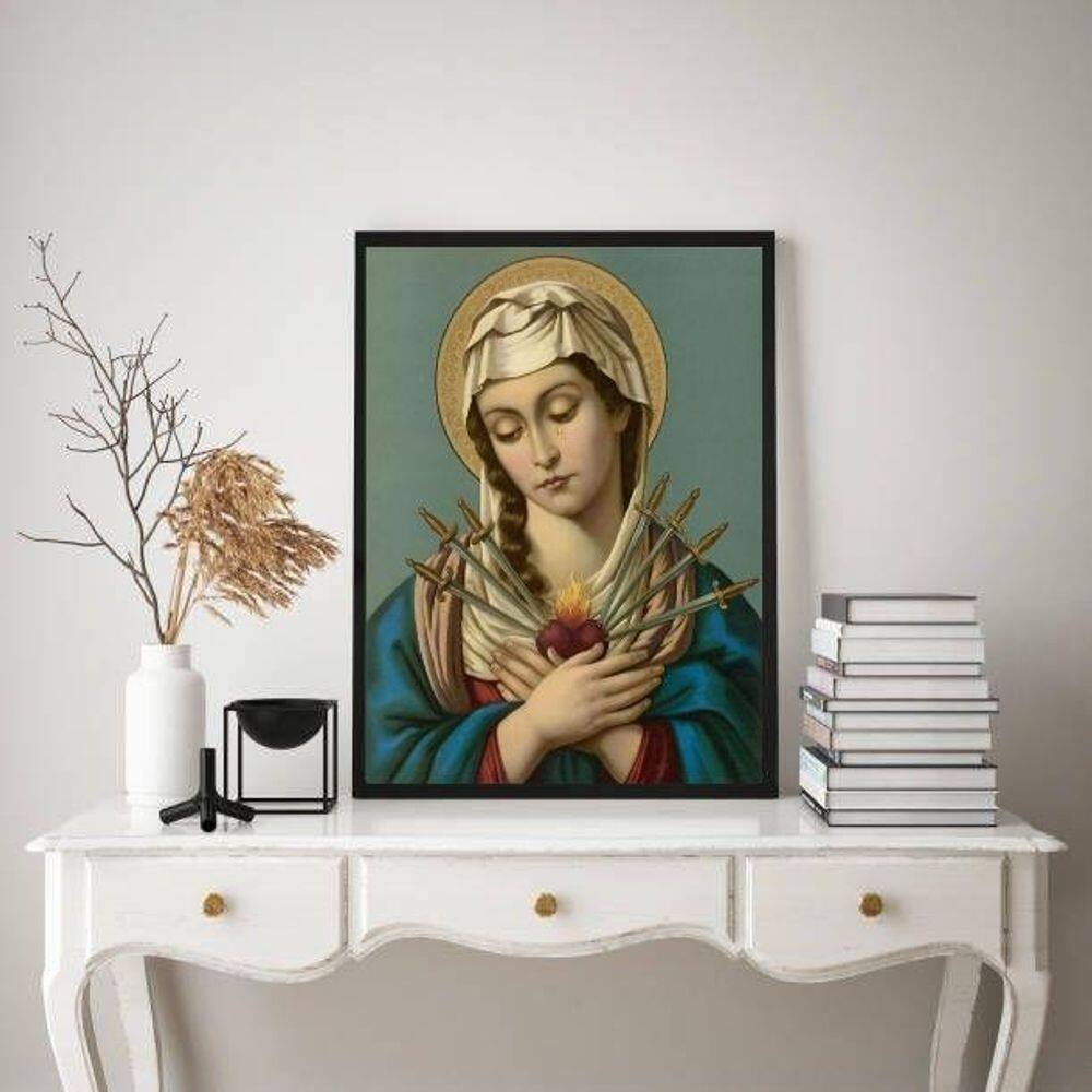 Quadro Decorativo Nossa Senhora Das Dores 33X24Cm - Vidro