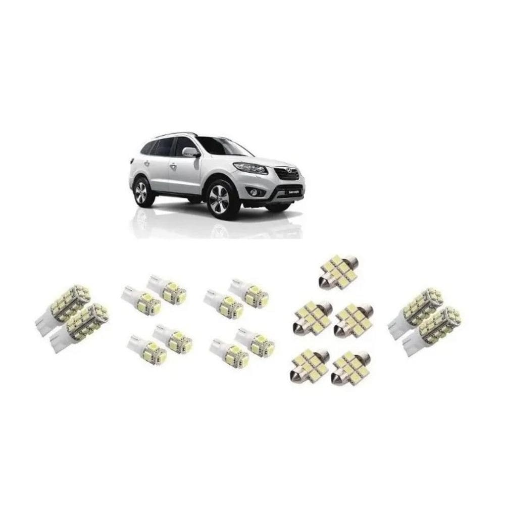 Kit Lâmpada Led Hyundai Santa Fe Smd Pingo Teto Placa Re