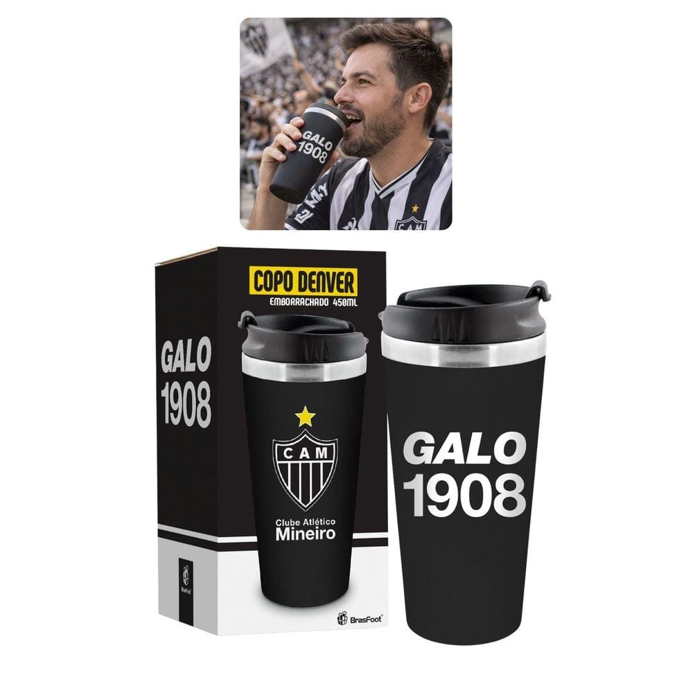 Copo Térmico 450Ml Emborrachado Time Atletico Mg Oficial