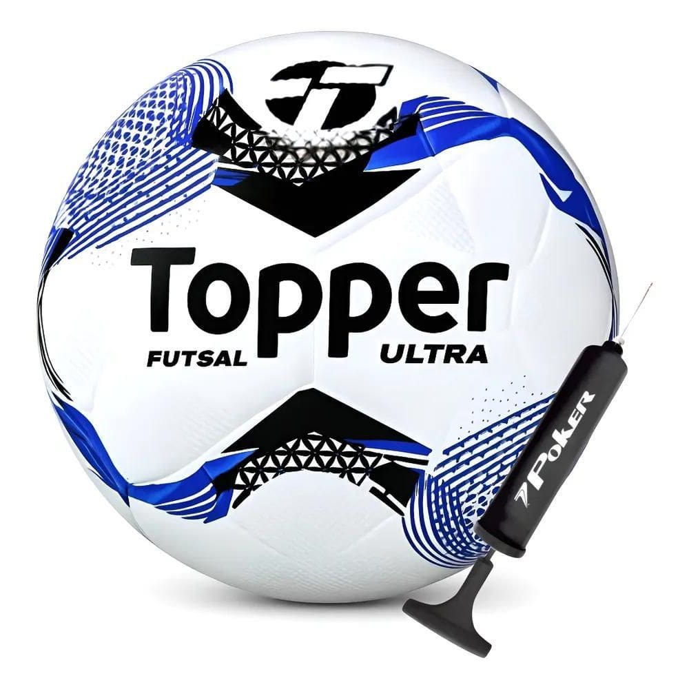 Bola De Futsal Topper Ultra Salão Colagem Du Preto E Azul