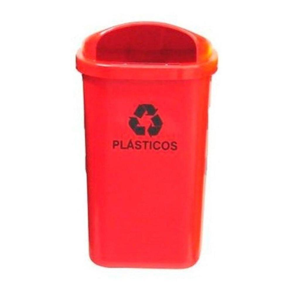 Cesto Individual Para Coleta Seletiva Vermelho Sem Poste 50L