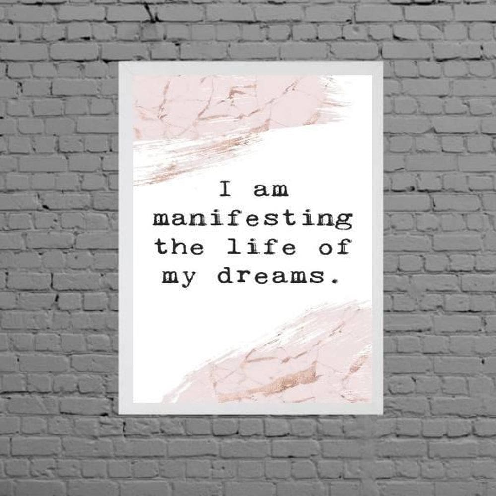 Quadro Decorativo Frase Lei De Atração 24X18 Moldura Branca