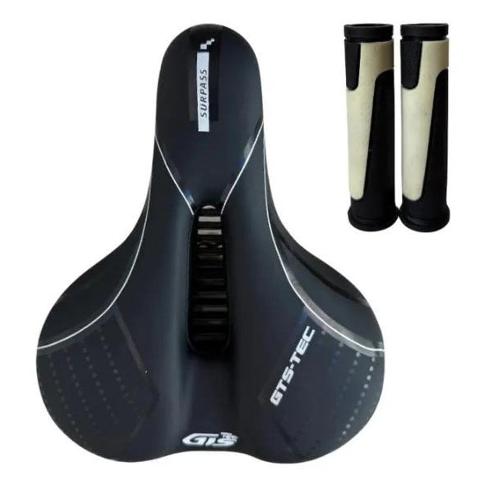 Kit Selim Sela Bike Largo Macio Gts Vazado Com Ma Branco