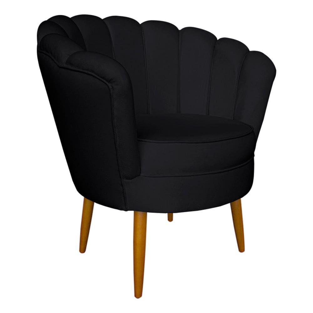 Poltrona Pétala De Veludo Luxo Decorativa Liberty Móveis Preto