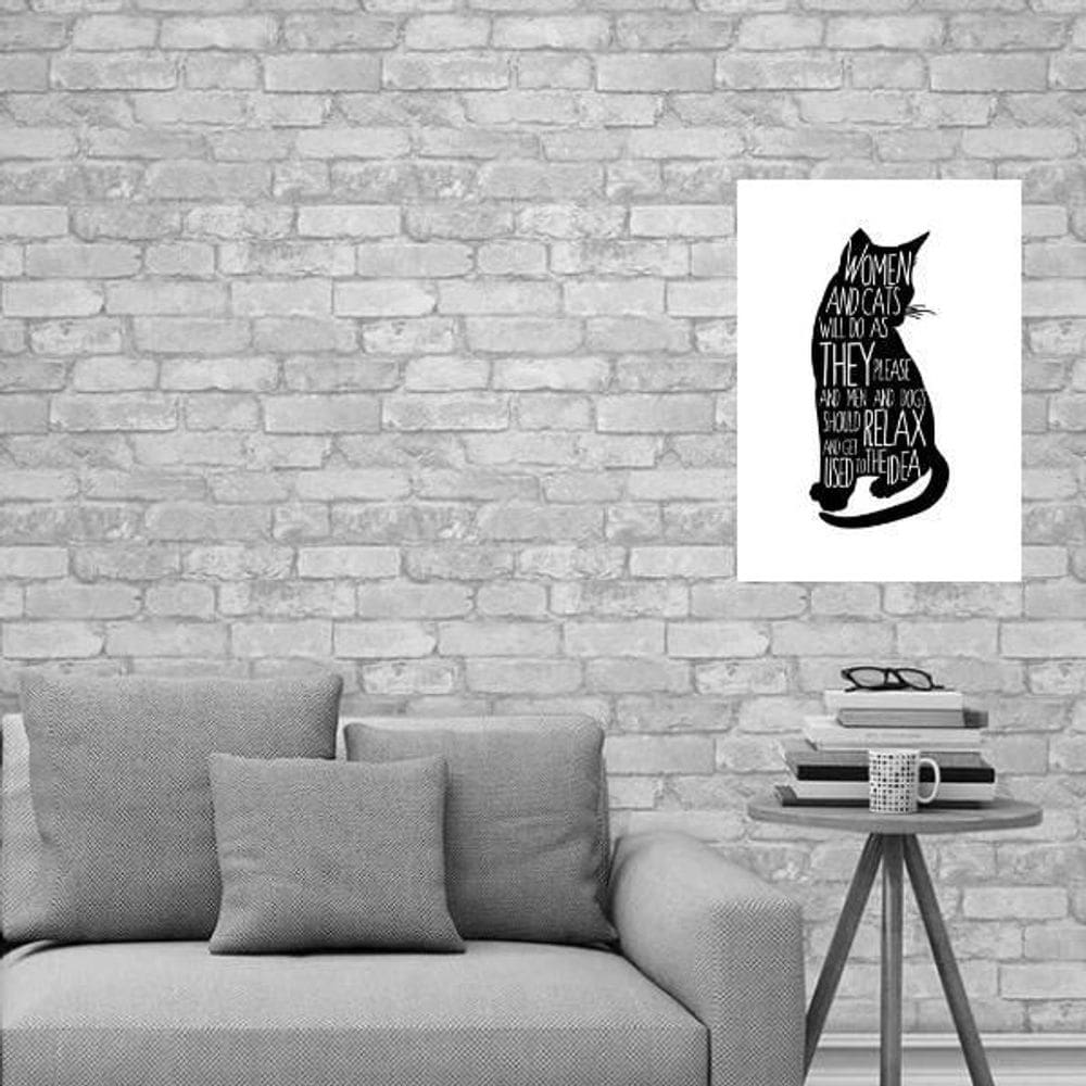 Placa Decorativa Woman And Cat 18X27Cm