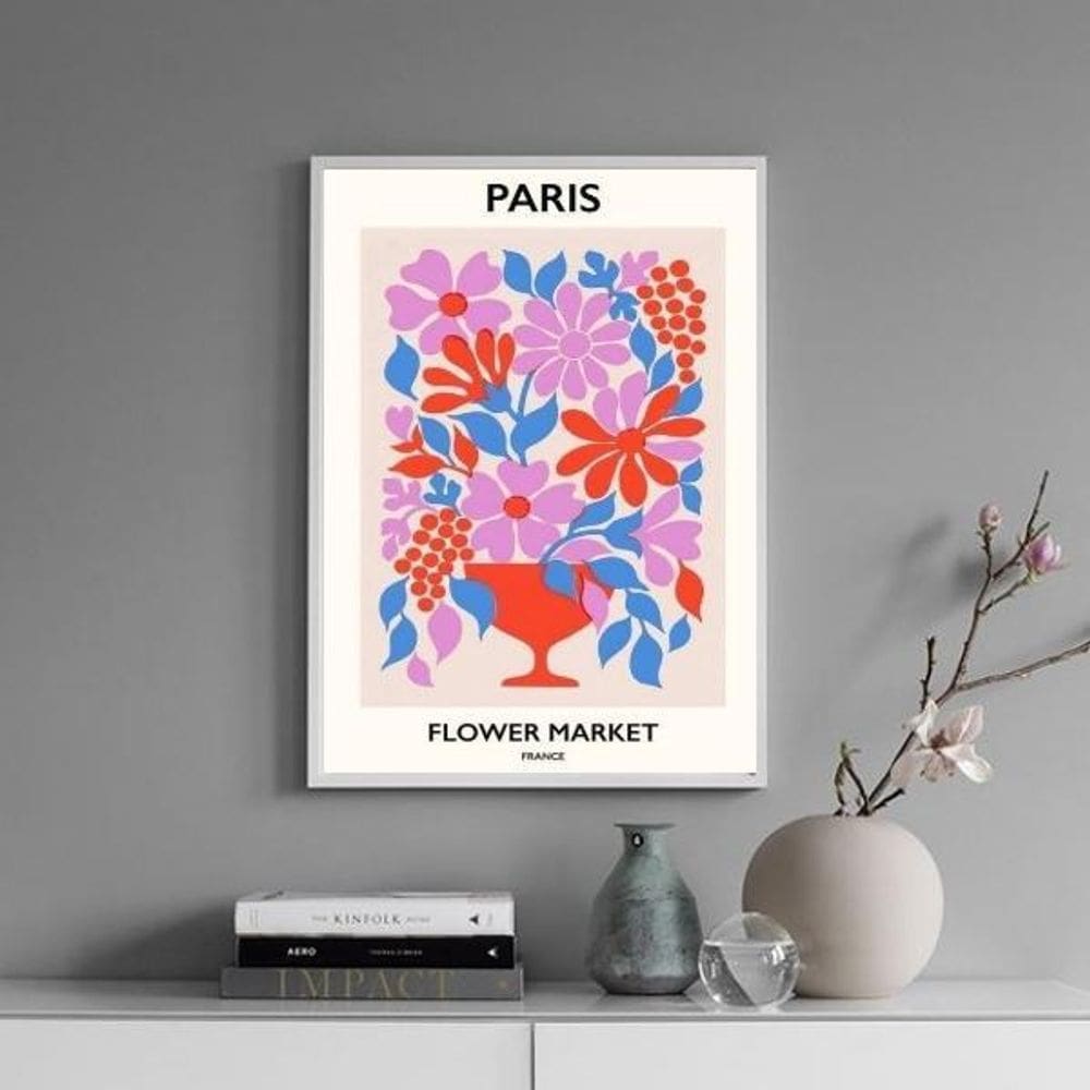 Quadro Poster Flower Market - Paris 33X24Cm - Com Vidro