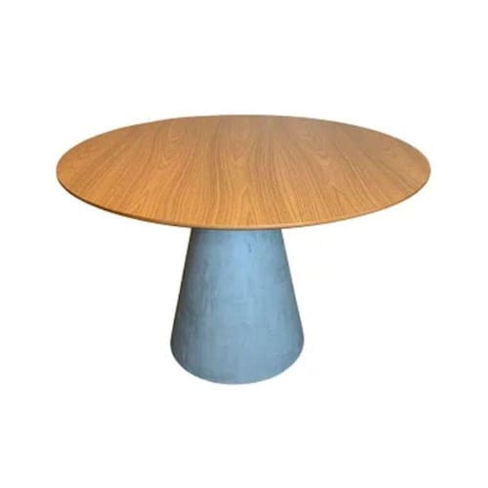 Mesa De Jantar Cone Redonda 90 Cm Cimento Queimado - Marrom