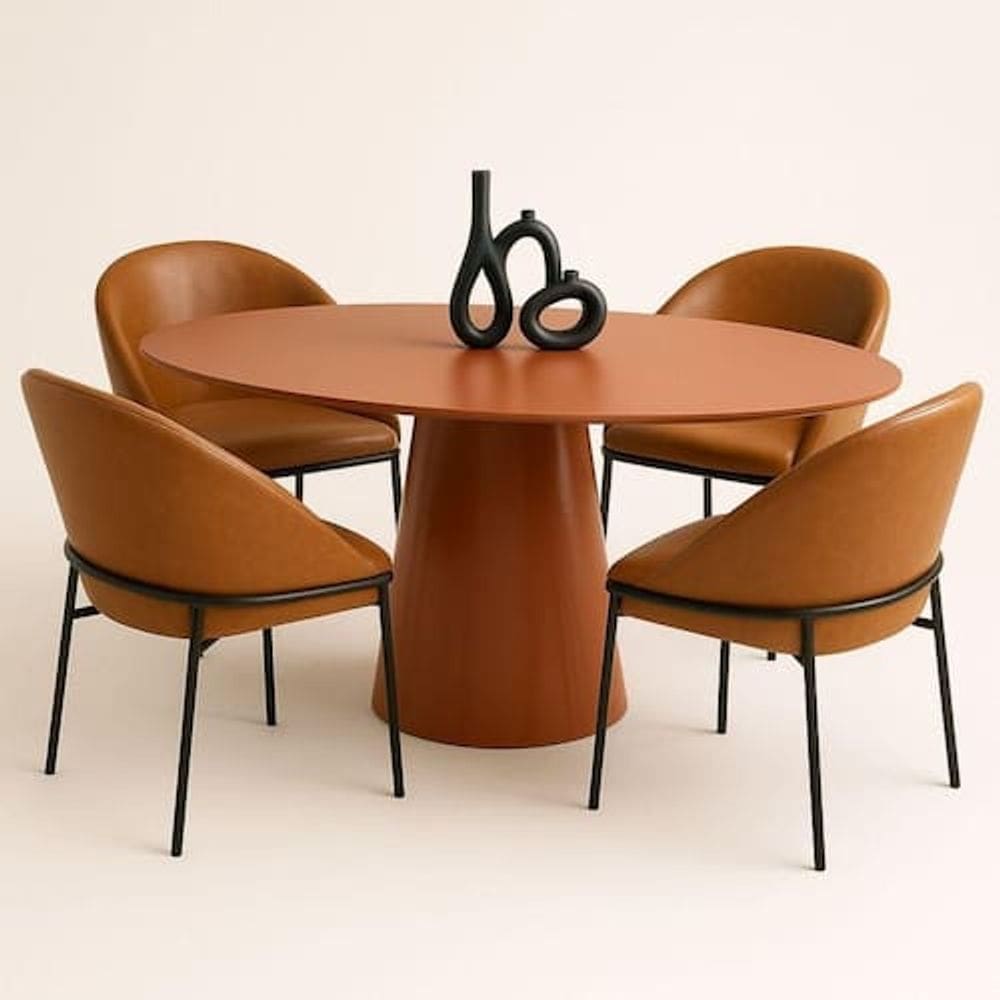 Mesa De Jantar Cone Oval 120x80 Cm Laca Terracota - Marrom