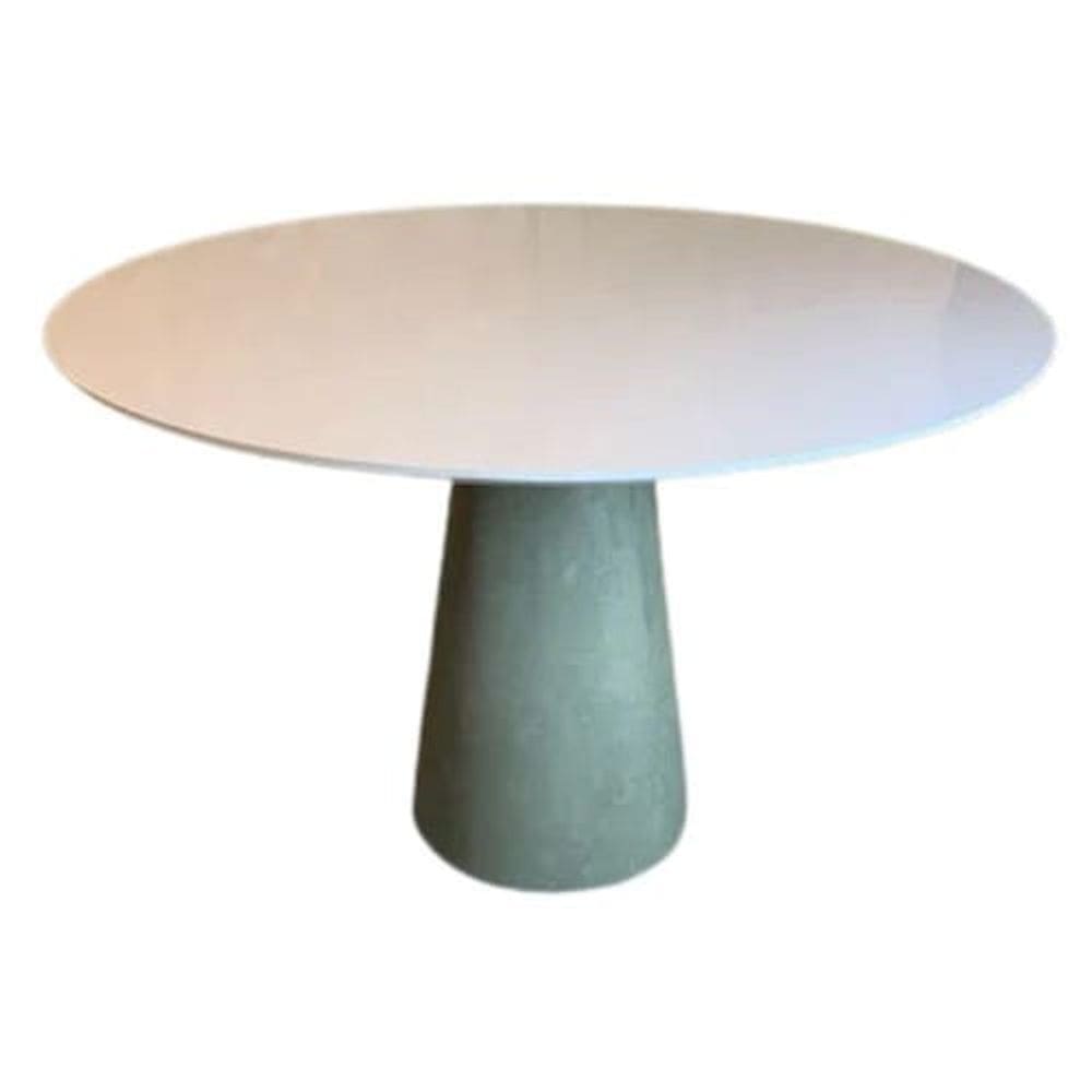 Mesa De Jantar Cone 120 Cm Cimento Queimado Branco