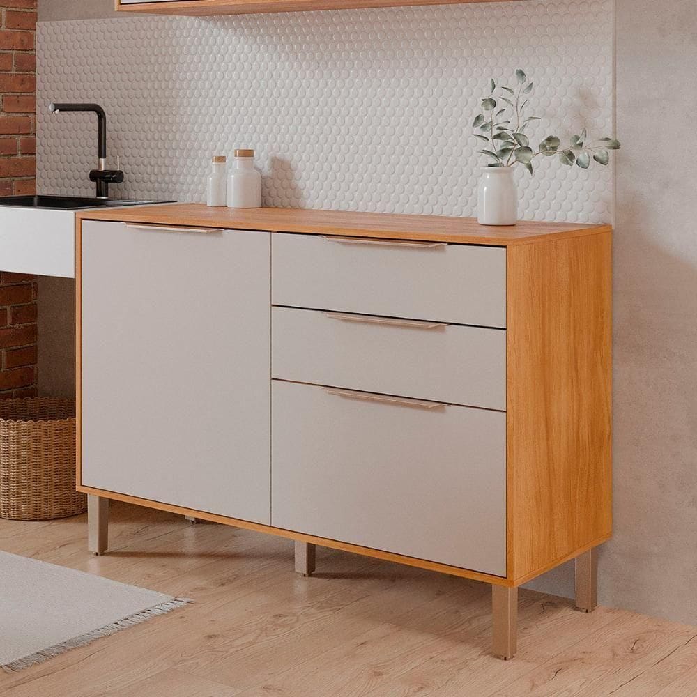 Balcão Divina 120 Cm Para Cozinha Com 2 Portas E 2 Gavetas