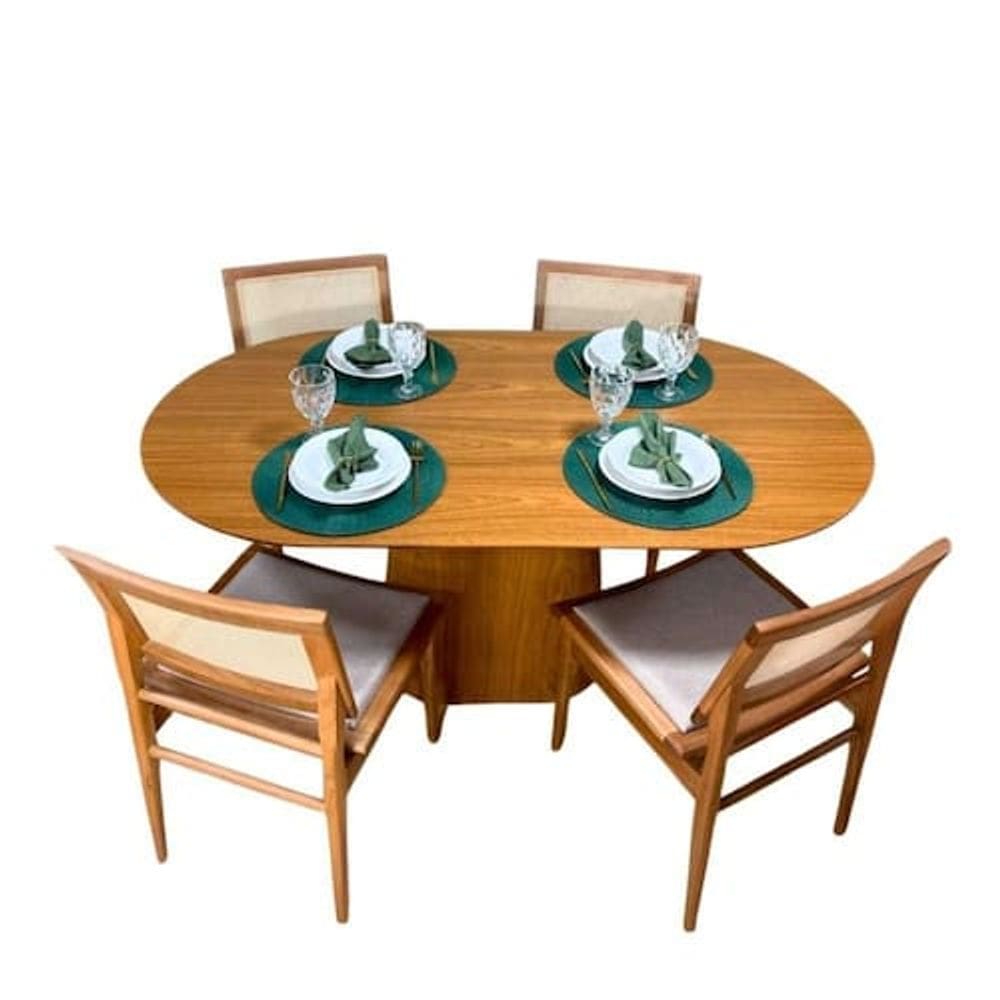 Mesa De Jantar Cone Retangular Arredondada 235x122cm Madeira Freijó - Blush