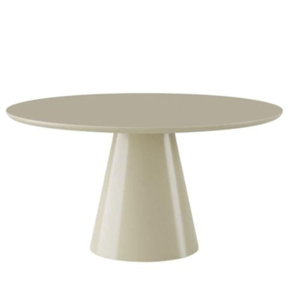 Mesa De Jantar Cone Redonda 130 Cm Laca Off White - Blush