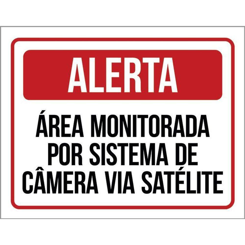 Kit 3 Placas Alerta Área Monitorada Sistema Câmera Satelite