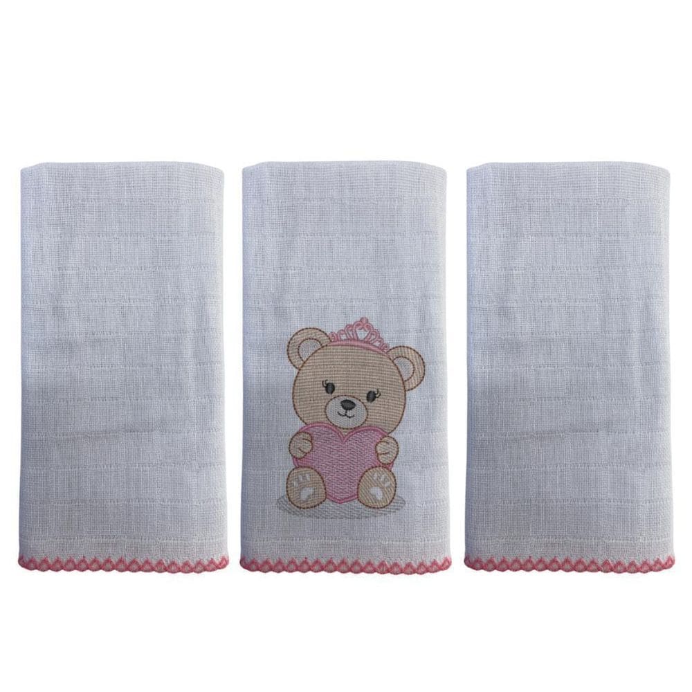 Kit 3 Panos De Boca 1 Pano Bordado+2 Pano Liso  Feminino