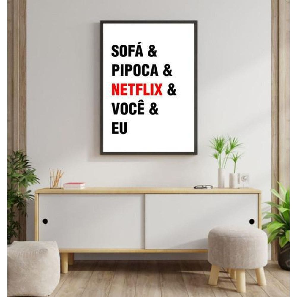 Quadro Decorativo Sofá Pipoca Netflix Você Eu 45x34cm