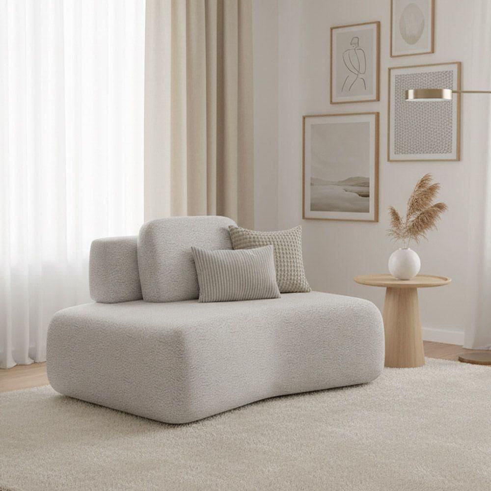 Sofá Módulo Canto 175cm Orgânico Sala Berlim Bouclê Cinza Claro K01 - D`rossi