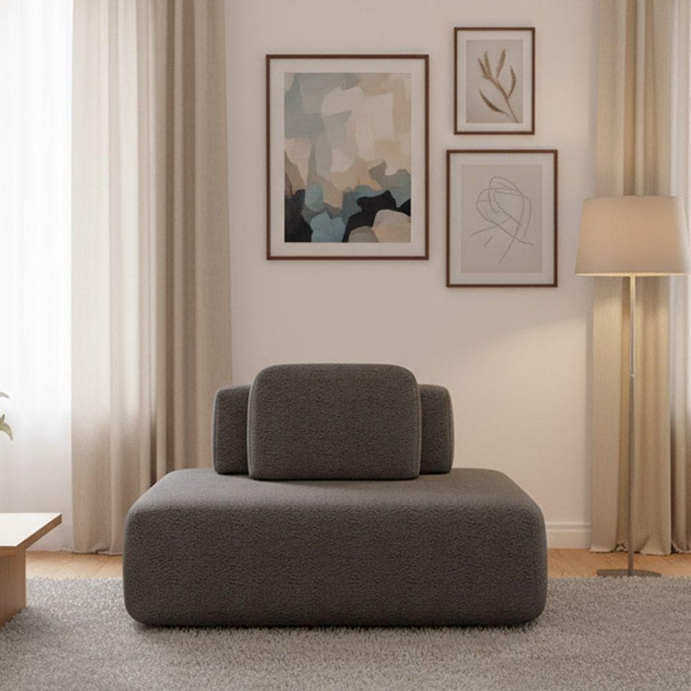 Sofá Módulo Central 140cm Orgânico Sala Berlim Bouclê K01 - D`rossi Grafite