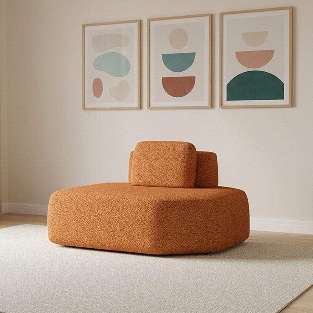 Sofá Módulo Chaise 165cm Orgânico SalaBerlimBouclê Caramelo K01 - D`rossi