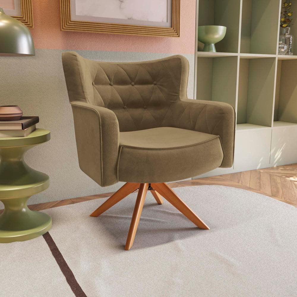 Poltrona Olga Kappesberg Veludo Deluxe Bege