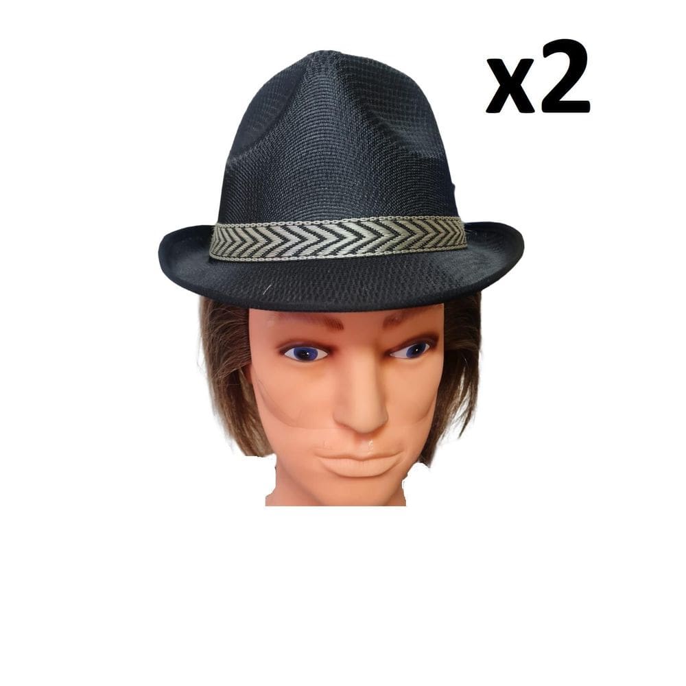 Chapéu Estilo Malandro Preto De Tecido Aba Curta- Kit 2Un