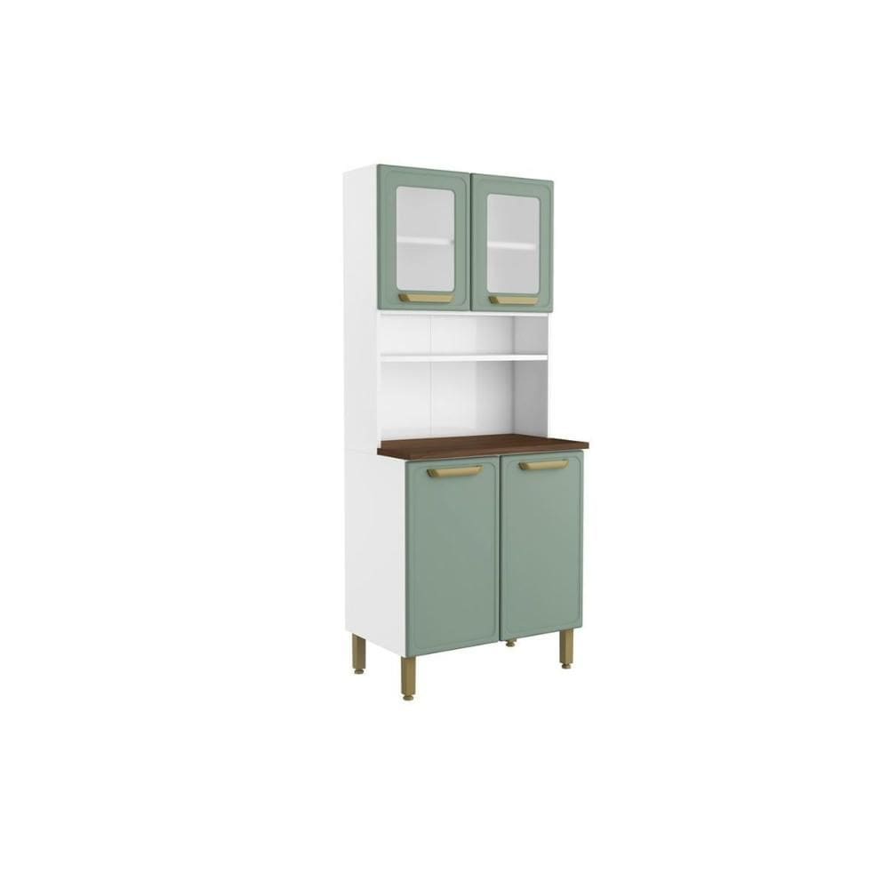 Cozinha Compacta Bella c/ 4 Portas (2 c/ Vidro) 80cm Verde - Bertolini