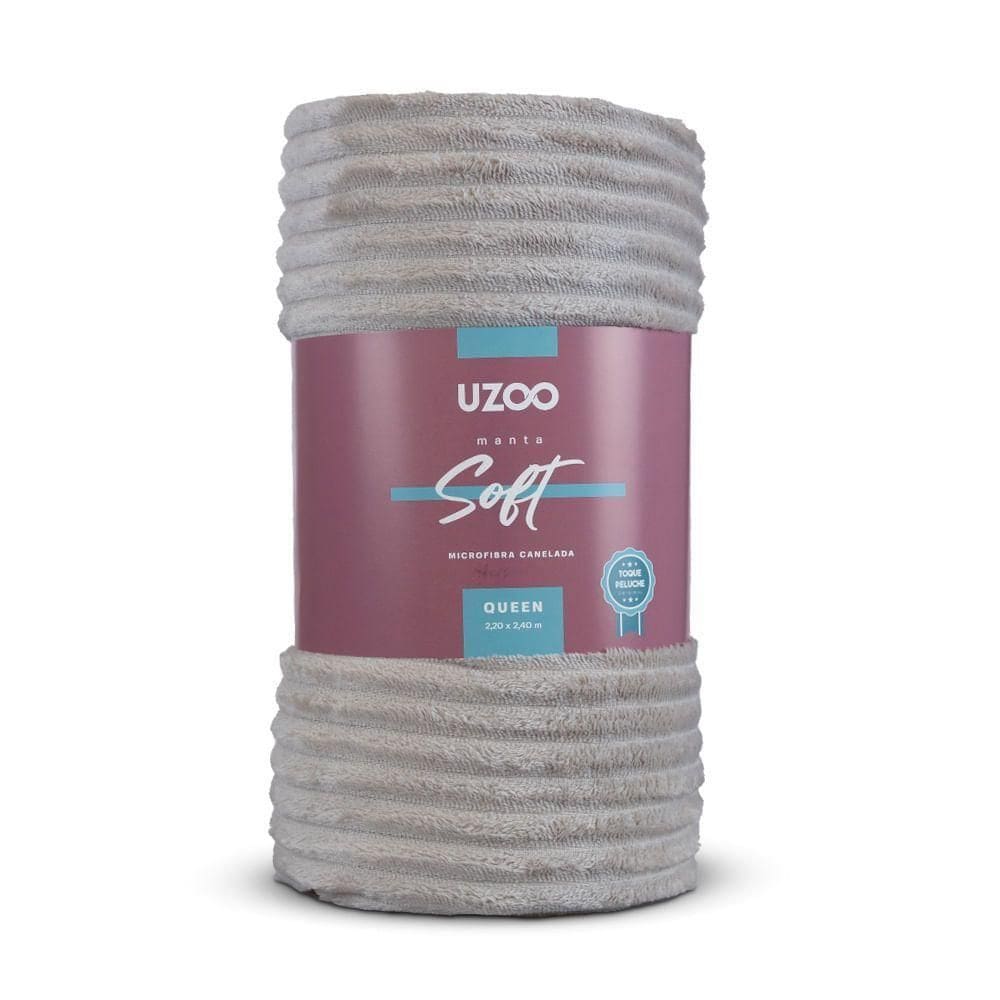 Manta Microfibra Flannel Soft Queen Canelada 220x240cm - Uzoo Manta Microfibra Flannel Soft Queen Canelada 220x240cm Bege
