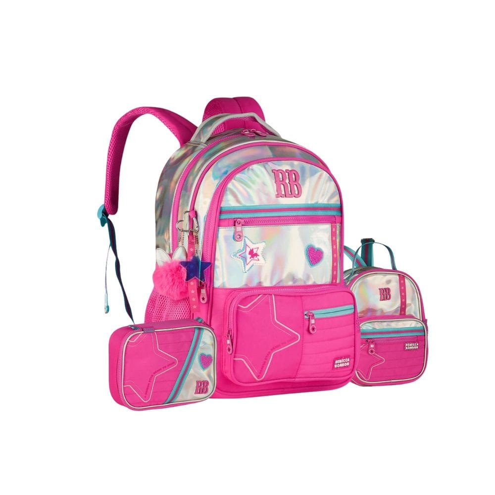 Mochila Costas Holográfica Lancheira Rebecca Bonbon Estojo