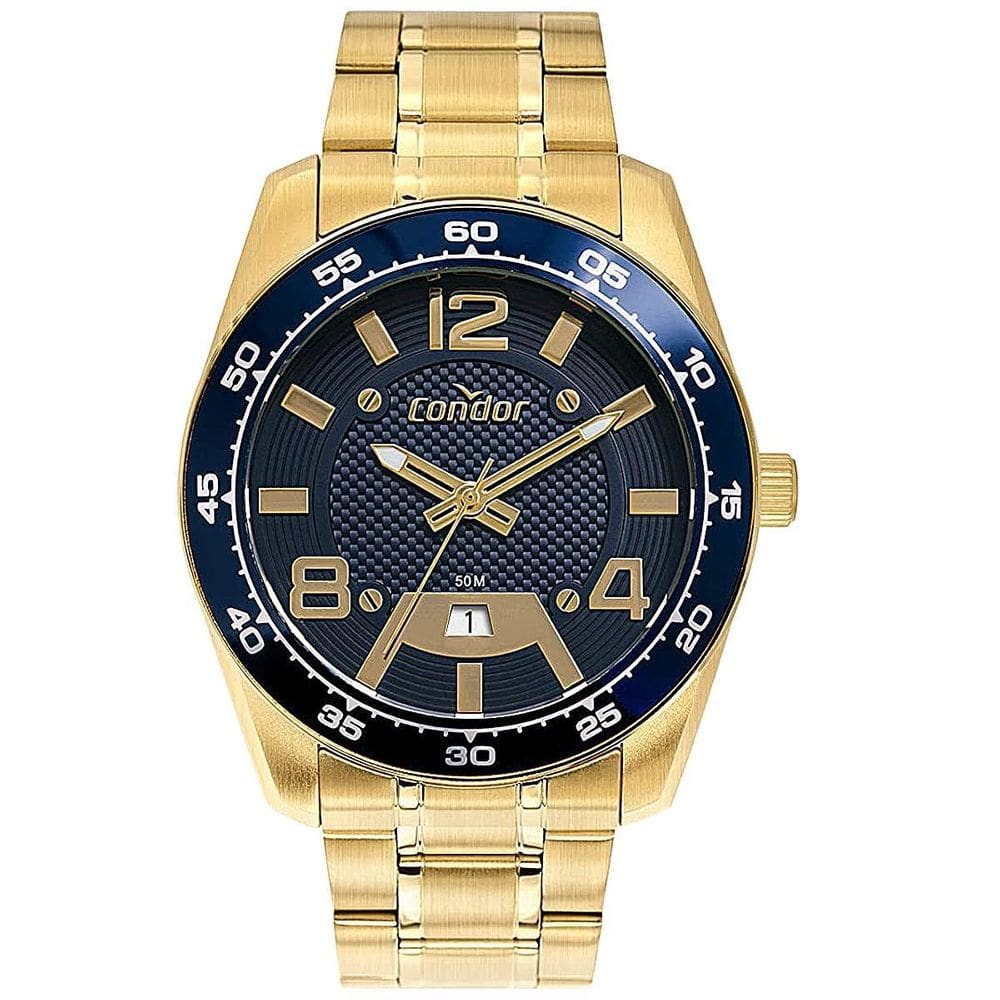 Relógio Condor Masculino - Copc32Gc/4A - Dourado Fundo Azul