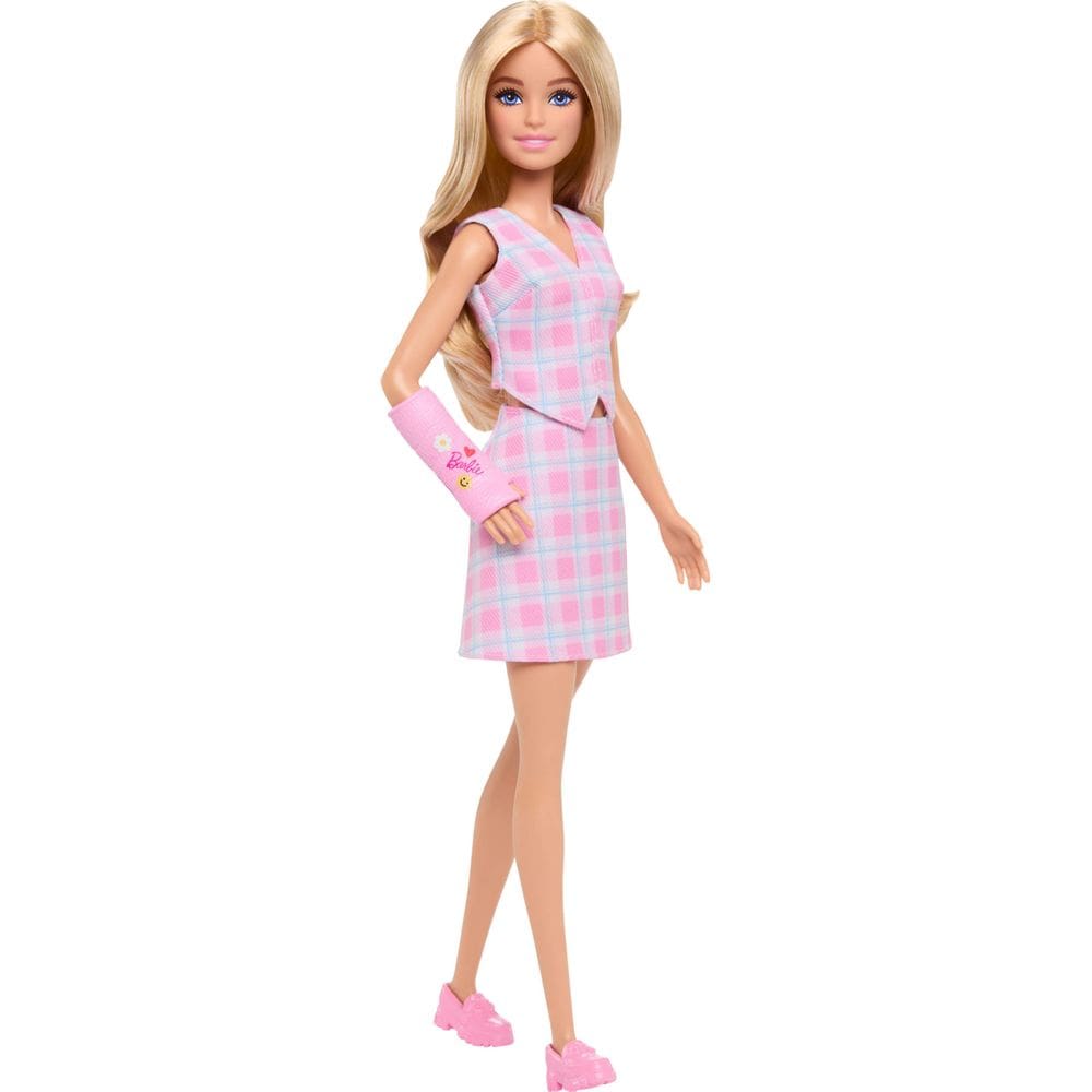 Muñeca Fashion Barbie Fashionistas #243 Rubia con Yeso Rosa en el Brazo