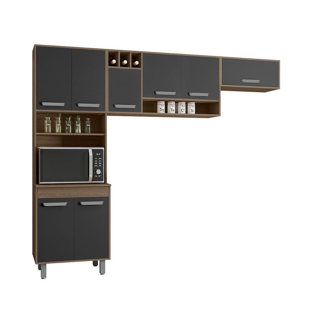 Cozinha Compacta (03 Peças) Barcelona Carvalho Grafite - Ssx Multicoisas