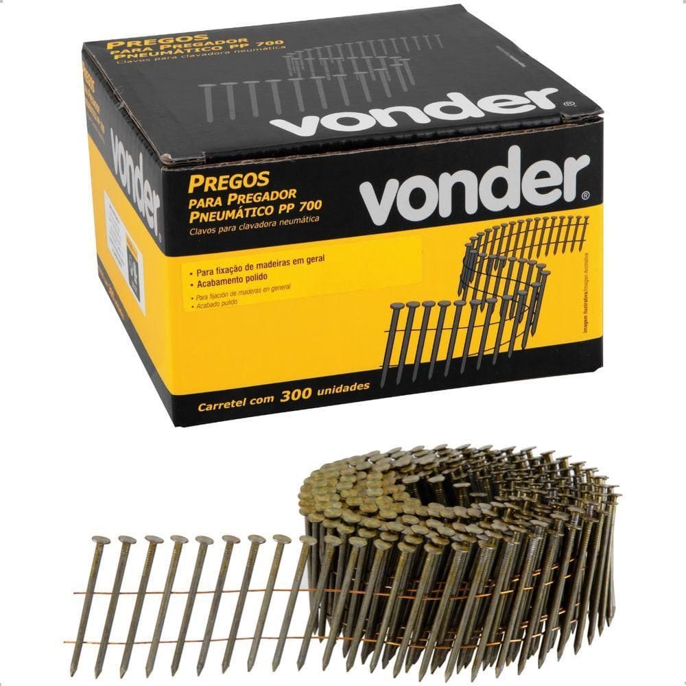 Prego Liso 50 Mm Pp700 Polido 300 Peças Vonder