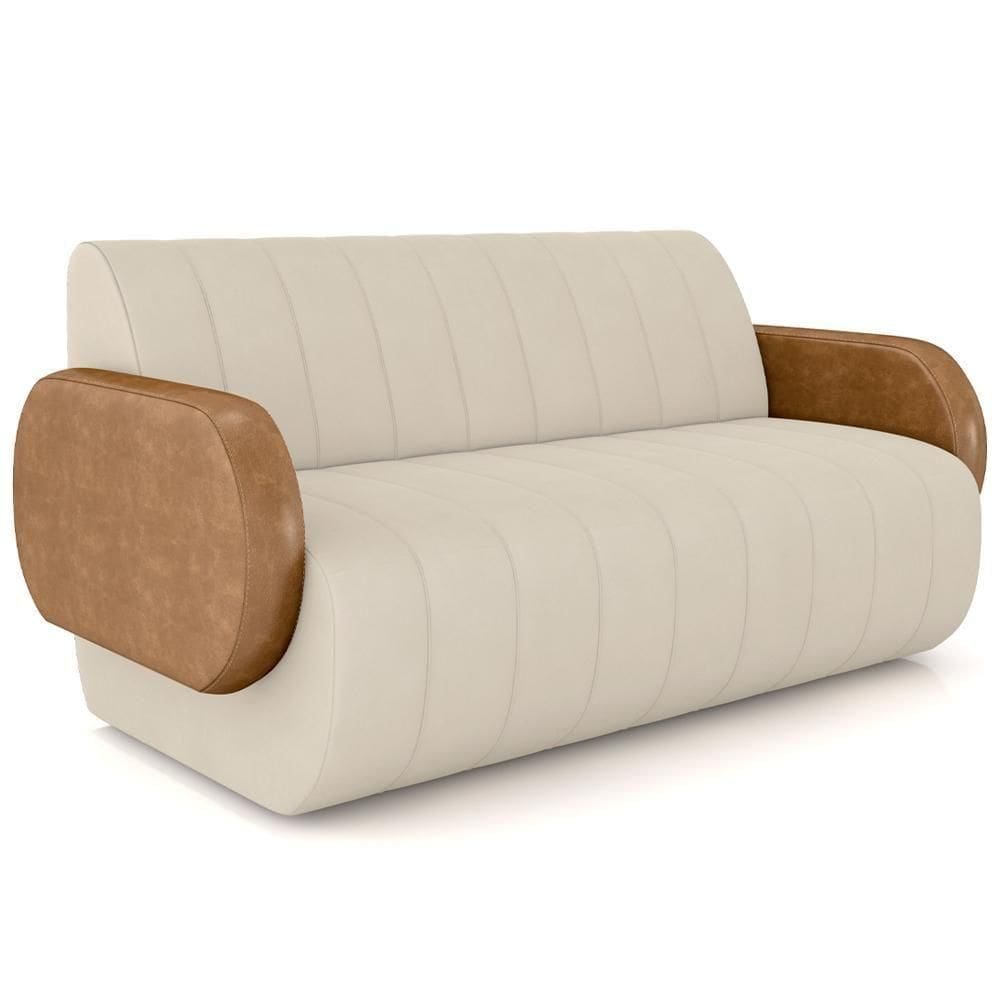 Sofá 2 Lugares Sala Living Orgânico 168cm Fávara K01 Couríssimo Whisky Veludo Bege - Lyam Decor