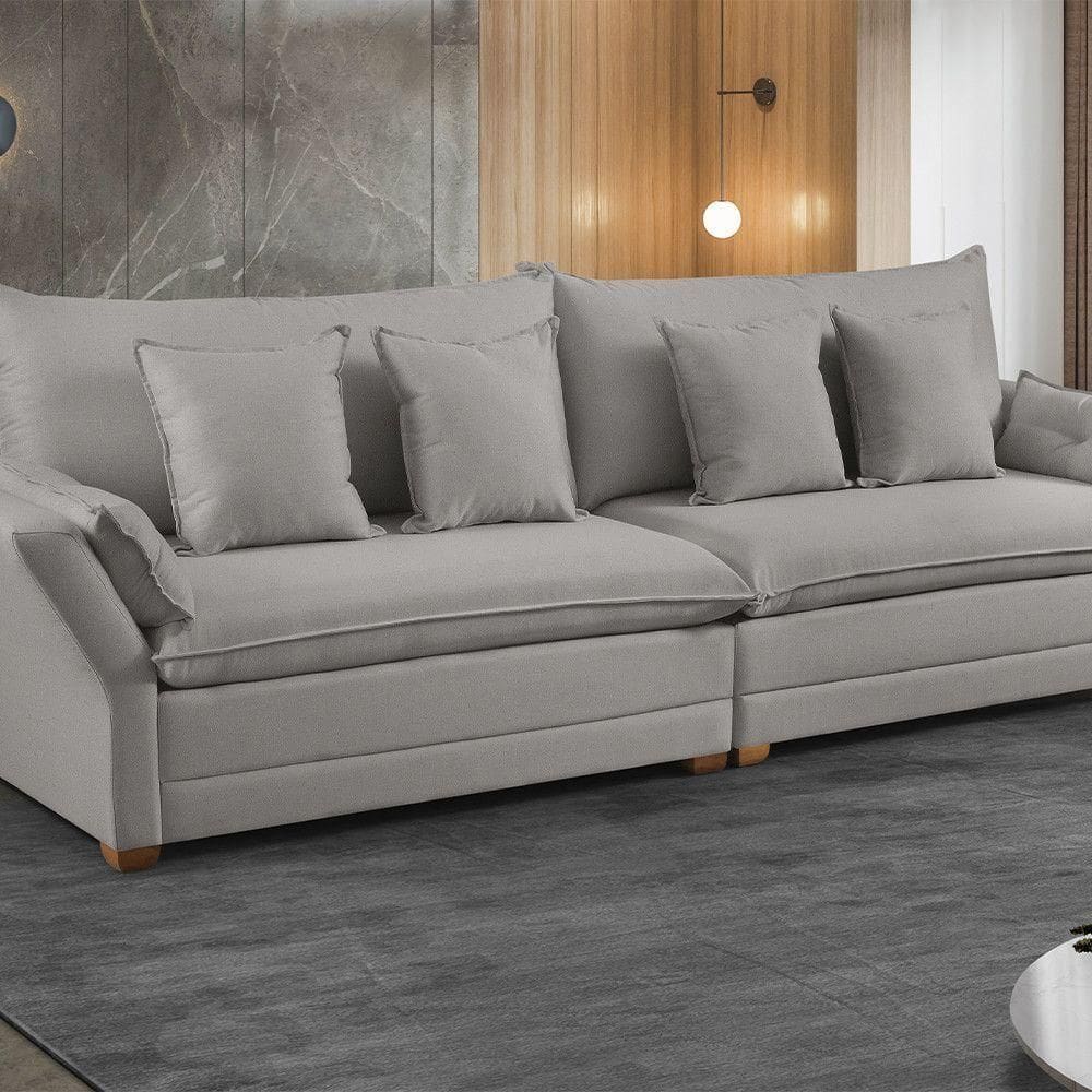 Sofá Fixo 6 Lugares M-198 2,90m Estofados Martins Cinza