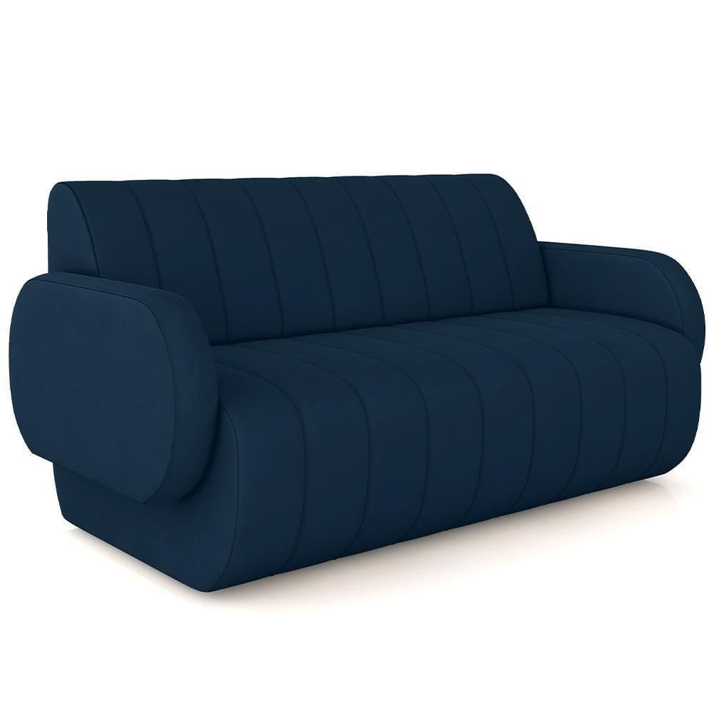 Sofá 2 Lugares Sala Living Orgânico 148cm Fávara K01 Veludo Azul Marinho - Lyam Decor