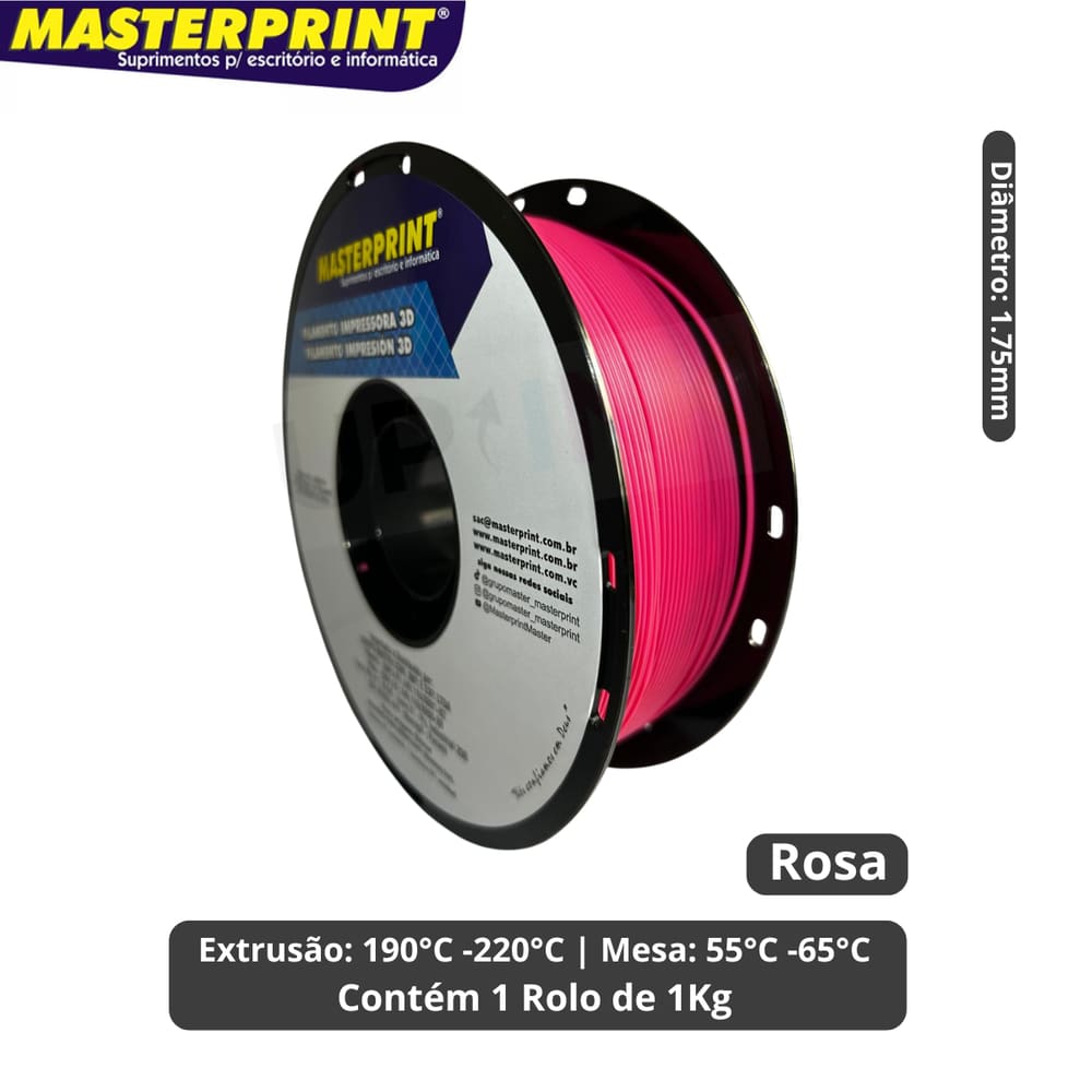 Filamento 3D - PLA Rosa - Rolo 1KG (1.75mm)