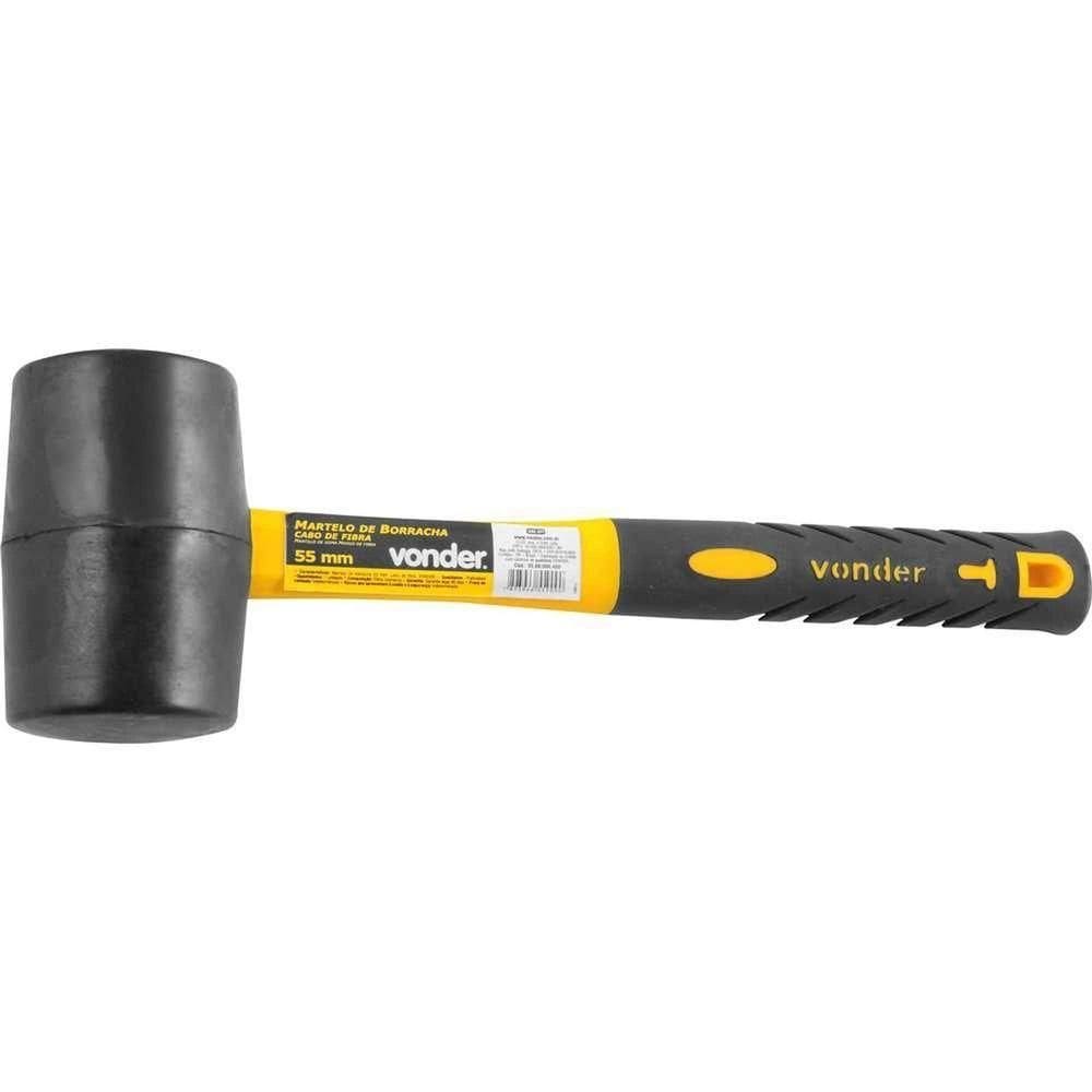 Martelo De Borracha 55 Mm, Cabo Em Fibra, Preto, Vonder Ostenvonder