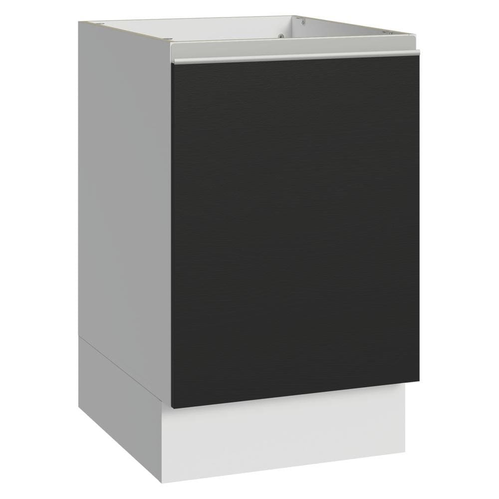 Balcão de Cozinha 50cm 1 Porta (Sem Tampo) Branco/Preto Glamy Madesa