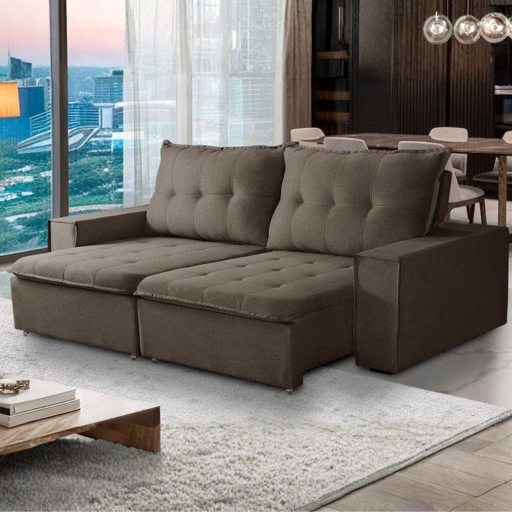 Sofá Retrátil Reclinável Valentino 2,10m Linho - Shop Das Ca