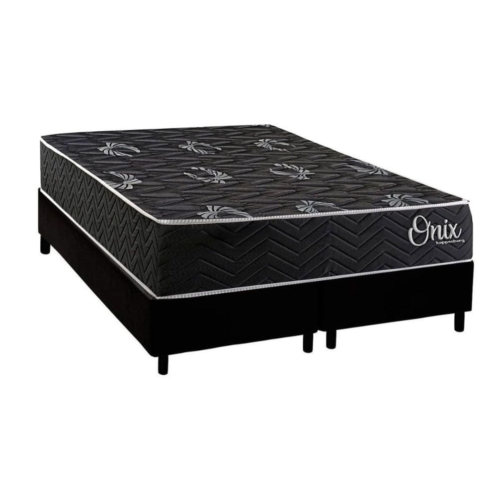 Cama Box NOVO + Colchão Anatômico Kappesberg D28 Onix + Base CRC Corano Black