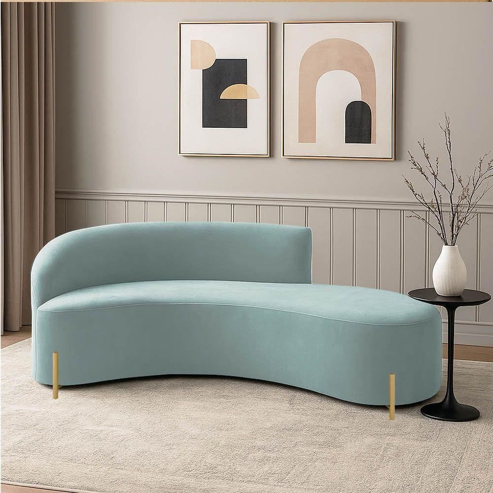 Sofá 4 Lugares Orgânico 220cm Pé Dourado Morgan Cotelê Ext/veludo D03 - D`rossi Cor Menta