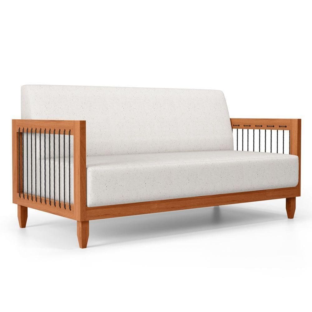 Sofá Varanda Samoa Madeira Maciça 02 Lugares Com Cordas Náutica Linho Natural - Abmaza