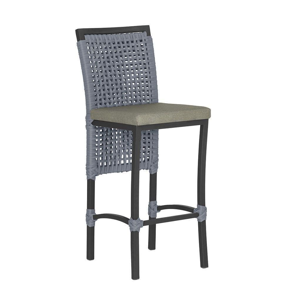 Banqueta Em Alumínio Roma Preta Corda Náutica Tecido 8 Prata