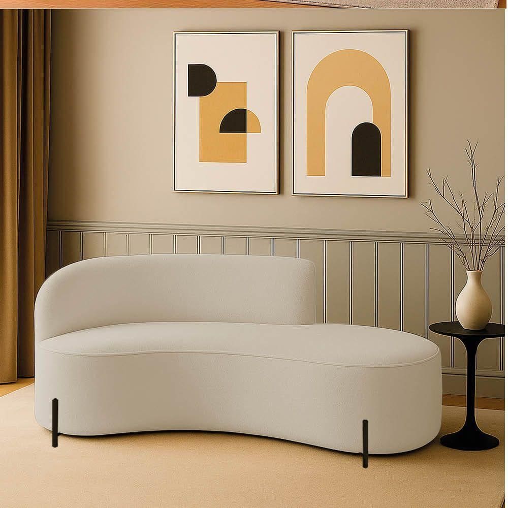 Sofá 2 Lugares Orgânico 160cm Pé Preto Morgan Cotelê Ext/veludo Bege D03 - D`rossi