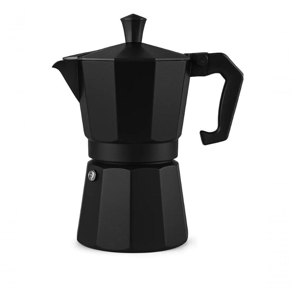 Cafeteira Italiana Premium 12 Xícaras 600 Ml Em Alumínio Café Expresso Manual Estilo Moka Grande Preta