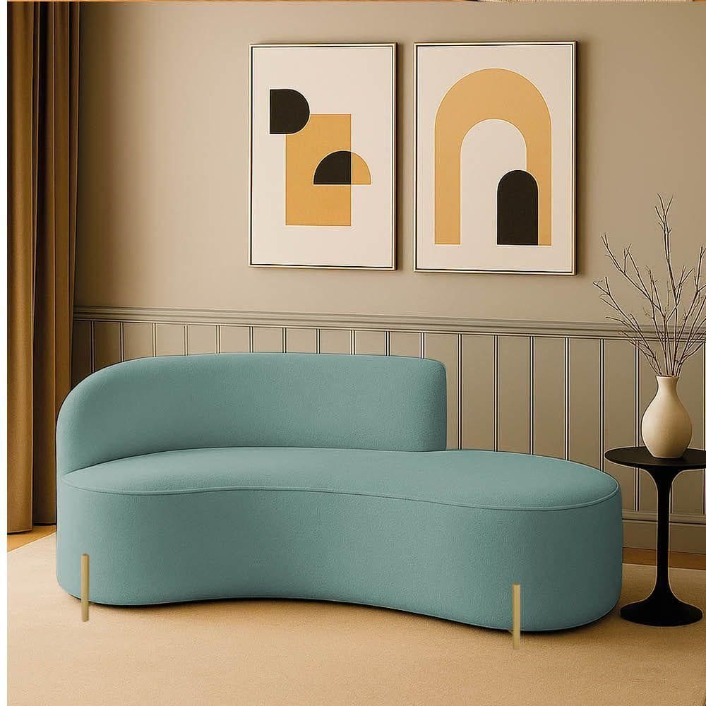 Sofá 2 Lugares Orgânico 160cm Pé Dourado Morgan Cotelê Ext/veludo D03 - D`rossi Cor Menta